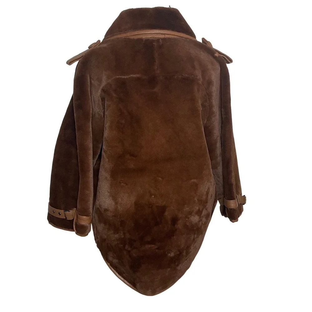 Nasty Gal Motorcycle Jacket 6 Chocolate‎ Brown Teddy Oversized Cropped Faux Fur